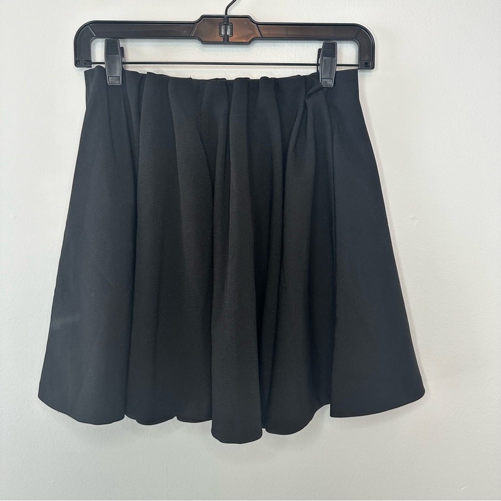The Impeccable Pig Black High Waisted Skater Mini Skirt Small Flared